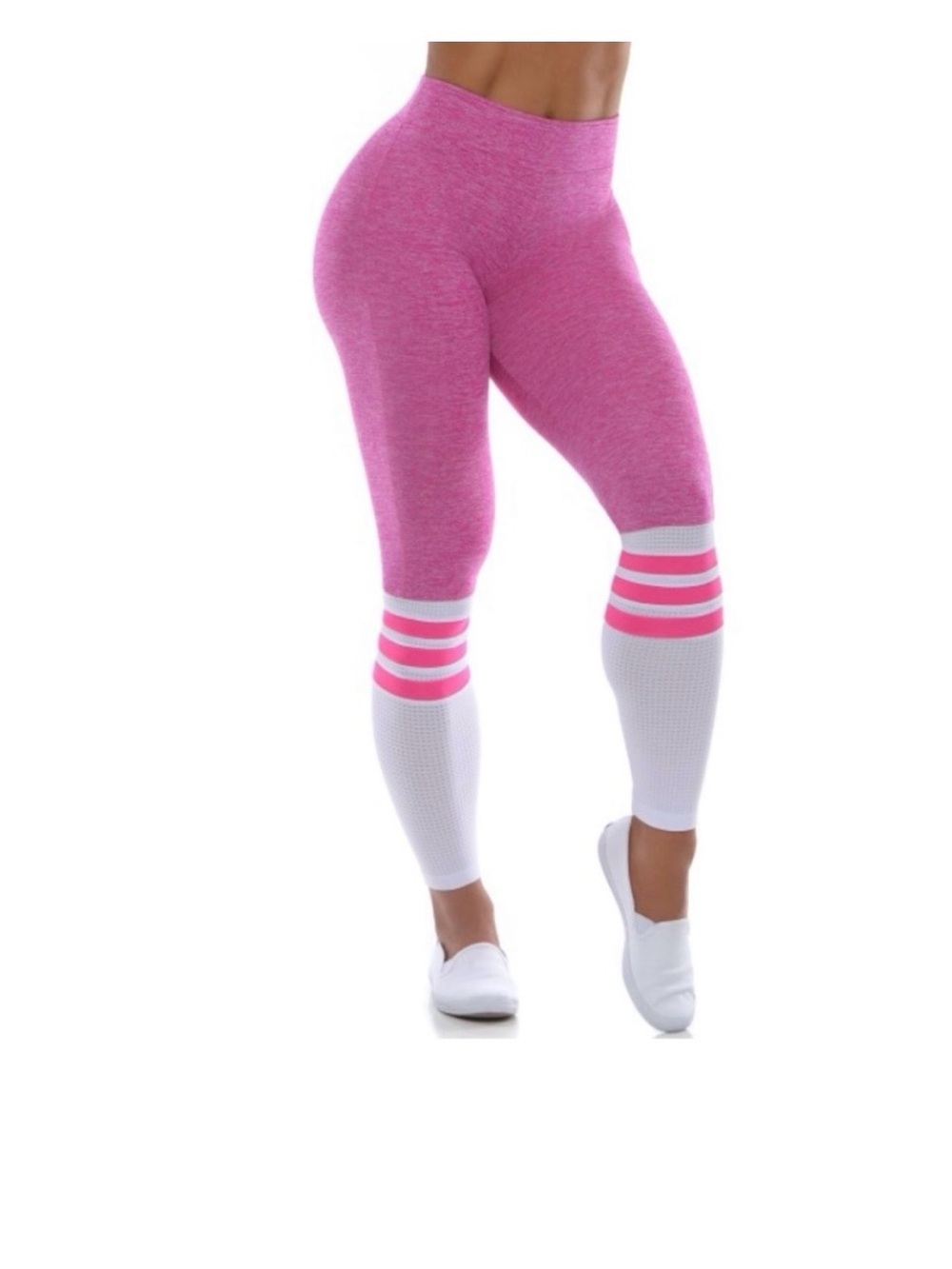 Bombshell Sportswear Pink & White High-Waist Seamless Leggings